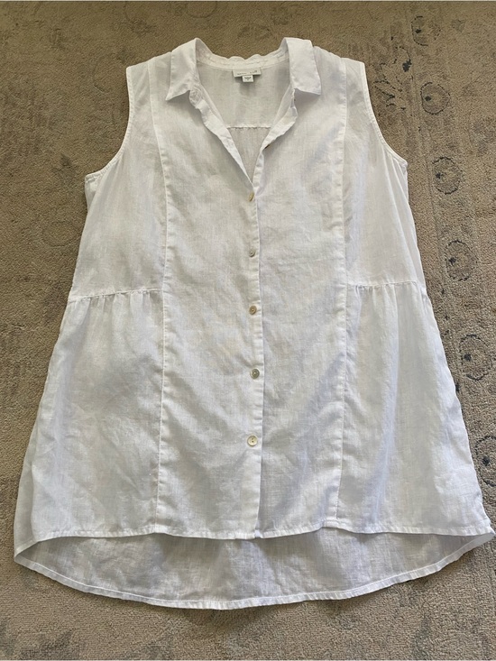J. Jill Tops - J. Jill Love Linen Peplum Button Down Tunic White Small Mother of Pearl Buttons